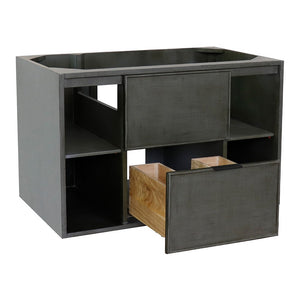 Bellaterra 400502-CAB-LY 36" Single Wall Mount Vanity in Linen Gray Finish - Cabinet Only, Drawers