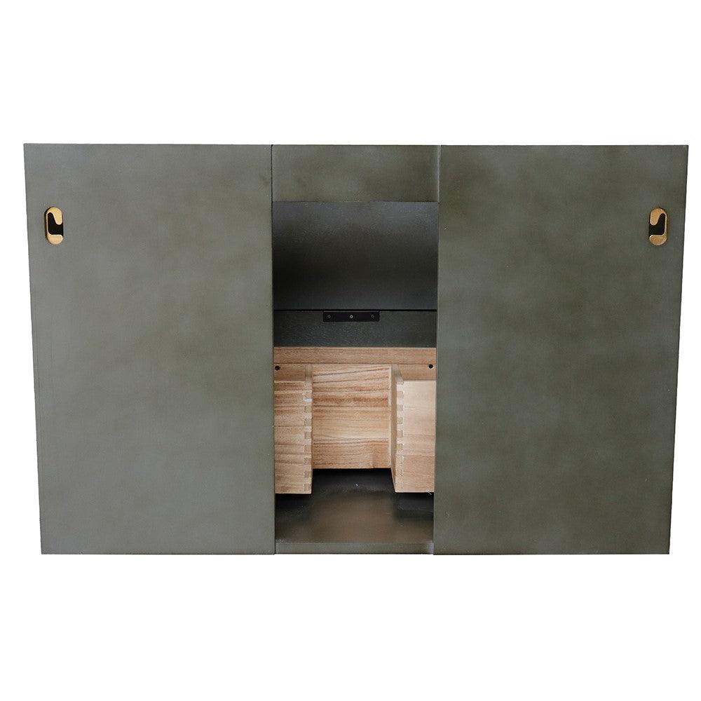 Bellaterra 400502-CAB-LY 36" Single Wall Mount Vanity in Linen Gray Finish - Cabinet Only, Backside