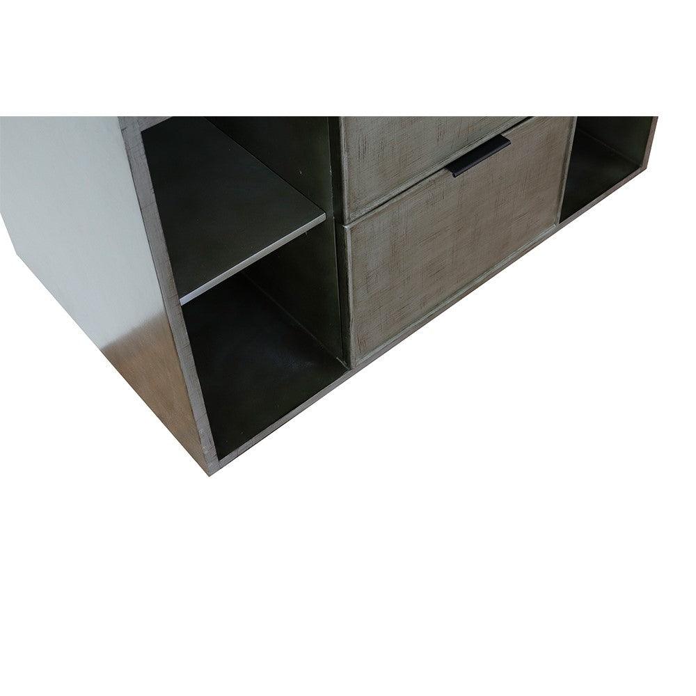 Bellaterra 400502-CAB-LY 36" Single Wall Mount Vanity in Linen Gray Finish - Cabinet Only, Bottom