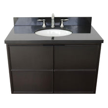 Load image into Gallery viewer, Bellaterra 37&quot; Single Wall Mount Vanity in Cappuccino Finish with Counter Top and Sink 400503-CAB-CP, Black Galaxy / Oval, Front Top