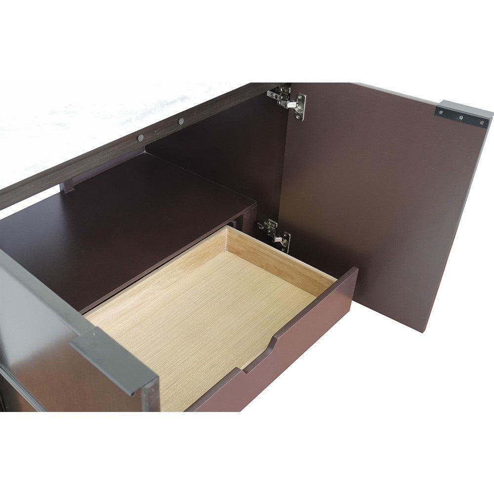 Bellaterra 37" Single Wall Mount Vanity in Cappuccino Finish with Counter Top and Sink 400503-CAB-CP, Black Galaxy / Oval, Inside