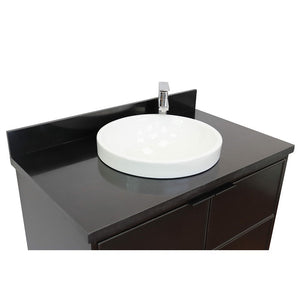 Bellaterra 37" Single Wall Mount Vanity in Cappuccino Finish with Counter Top and Sink 400503-CAB-CP, Black Galaxy / Round,Basin