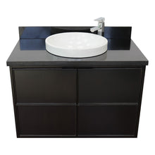 Load image into Gallery viewer, Bellaterra 37&quot; Single Wall Mount Vanity in Cappuccino Finish with Counter Top and Sink 400503-CAB-CP, Black Galaxy / Round, Front