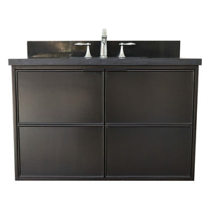 Bellaterra 37" Single Wall Mount Vanity in Cappuccino Finish with Counter Top and Sink 400503-CAB-CP, Black Galaxy / Rectangle, Front