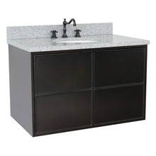 Load image into Gallery viewer, Bellaterra 37&quot; Single Wall Mount Vanity in Cappuccino Finish with Counter Top and Sink 400503-CAB-CP, Gray Granite / Oval, Front
