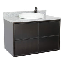 Load image into Gallery viewer, Bellaterra 37&quot; Single Wall Mount Vanity in Cappuccino Finish with Counter Top and Sink 400503-CAB-CP, Gray Granite / Round, Front