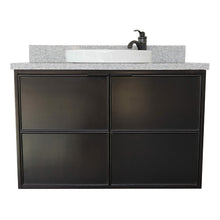 Load image into Gallery viewer, Bellaterra 37&quot; Single Wall Mount Vanity in Cappuccino Finish with Counter Top and Sink 400503-CAB-CP, Gray Granite / Round, Front