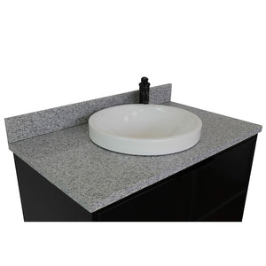Bellaterra 37" Single Wall Mount Vanity in Cappuccino Finish with Counter Top and Sink 400503-CAB-CP, Gray Granite / Round, Basin