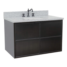 Load image into Gallery viewer, Bellaterra 37&quot; Single Wall Mount Vanity in Cappuccino Finish with Counter Top and Sink 400503-CAB-CP, Gray Granite / Rectangle, Front