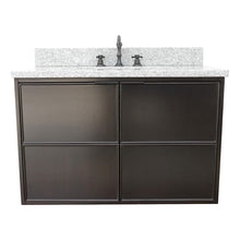 Load image into Gallery viewer, Bellaterra 37&quot; Single Wall Mount Vanity in Cappuccino Finish with Counter Top and Sink 400503-CAB-CP, Gray Granite / Rectangle, Front