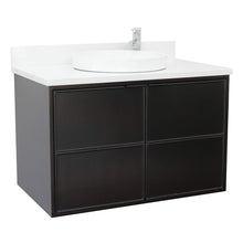 Load image into Gallery viewer, Bellaterra 37&quot; Single Wall Mount Vanity in Cappuccino Finish with Counter Top and Sink 400503-CAB-CP, White Quartz / Round, Front
