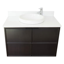 Load image into Gallery viewer, Bellaterra 37&quot; Single Wall Mount Vanity in Cappuccino Finish with Counter Top and Sink 400503-CAB-CP, White Quartz / Round, Basin