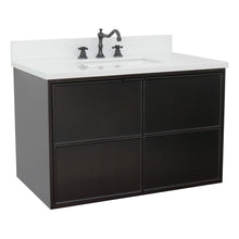Load image into Gallery viewer, Bellaterra 37&quot; Single Wall Mount Vanity in Cappuccino Finish with Counter Top and Sink 400503-CAB-CP, White Quartz / Rectangle, Front
