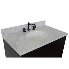 Load image into Gallery viewer, Bellaterra 37&quot; Single Wall Mount Vanity in Cappuccino Finish with Counter Top and Sink 400503-CAB-CP, White Carrara Marble / Oval, Basin