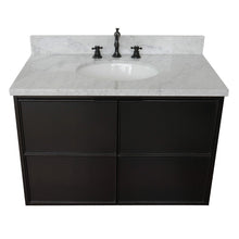 Load image into Gallery viewer, Bellaterra 37&quot; Single Wall Mount Vanity in Cappuccino Finish with Counter Top and Sink 400503-CAB-CP, White Carrara Marble / Oval, Front
