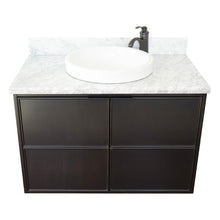 Load image into Gallery viewer, Bellaterra 37&quot; Single Wall Mount Vanity in Cappuccino Finish with Counter Top and Sink 400503-CAB-CP, White Carrara Marble / Round, Front