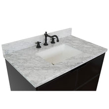 Load image into Gallery viewer, Bellaterra 37&quot; Single Wall Mount Vanity in Cappuccino Finish with Counter Top and Sink 400503-CAB-CP, White Carrara Marble / Rectangle, Basin
