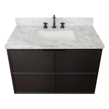Load image into Gallery viewer, Bellaterra 37&quot; Single Wall Mount Vanity in Cappuccino Finish with Counter Top and Sink 400503-CAB-CP, White Carrara Marble / Rectangle, Front