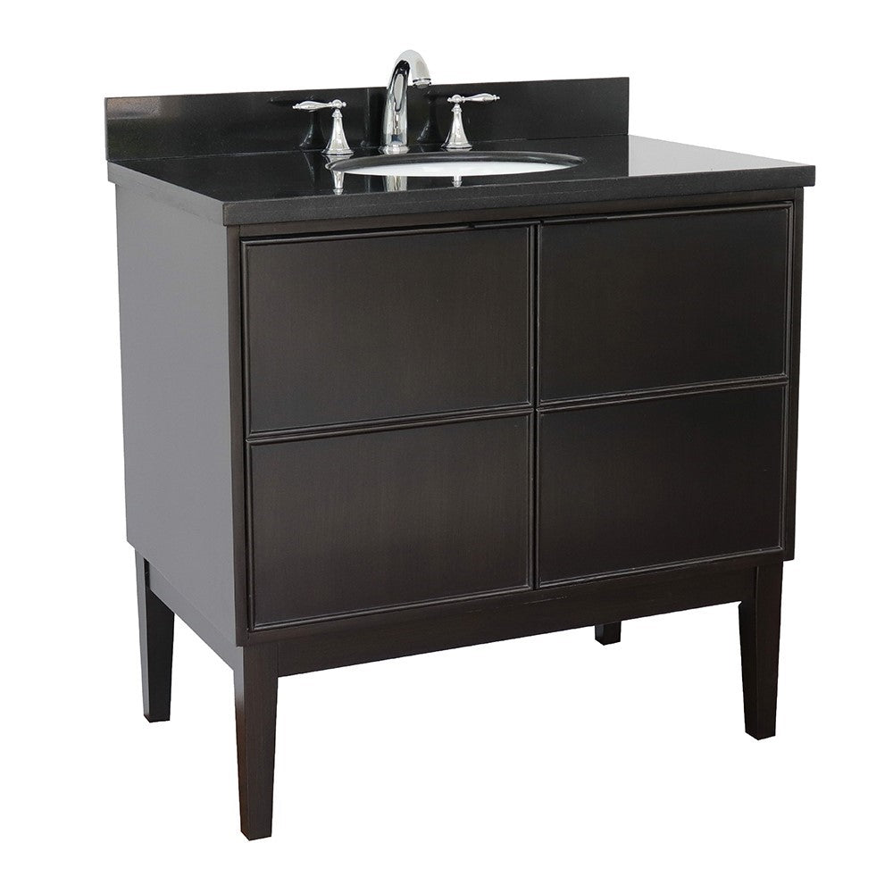 Bellaterra 37" Single Cappuccino Vanity Black Galaxy Counter Top Sink 400503-CP-BGO