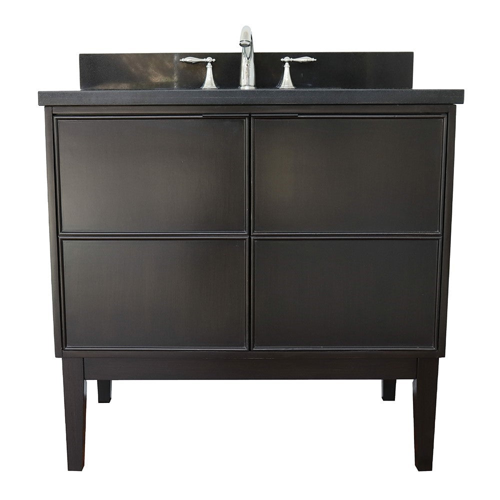 Bellaterra 37" Single Cappuccino Vanity Black Galaxy Counter Top Sink 400503-CP-BGO