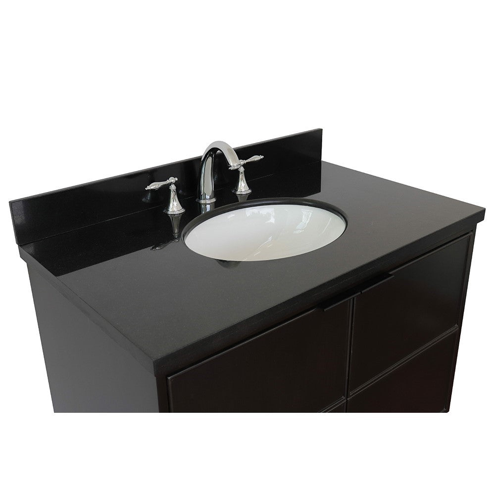 Bellaterra 37" Single Cappuccino Vanity Black Galaxy Counter Top Sink 400503-CP-BGO