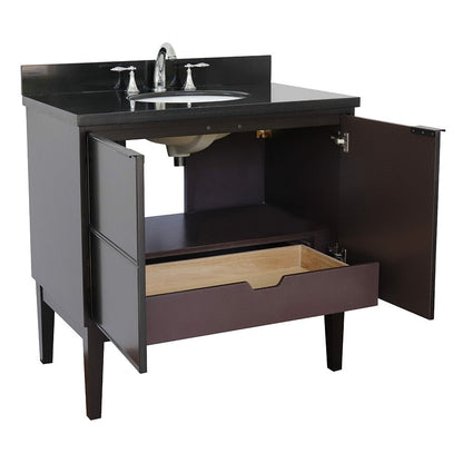 Bellaterra 37" Single Cappuccino Vanity Black Galaxy Counter Top Sink 400503-CP-BGO