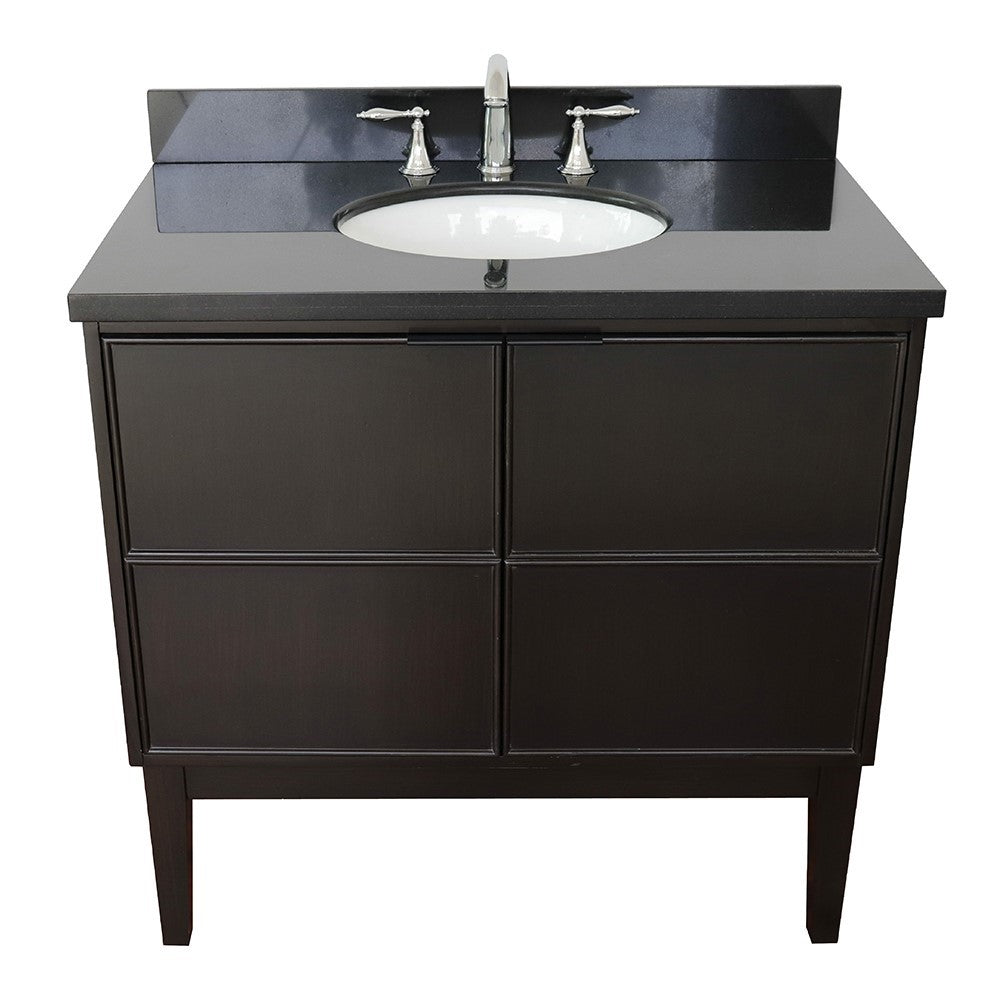 Bellaterra 37" Single Cappuccino Vanity Black Galaxy Counter Top Sink 400503-CP-BGO