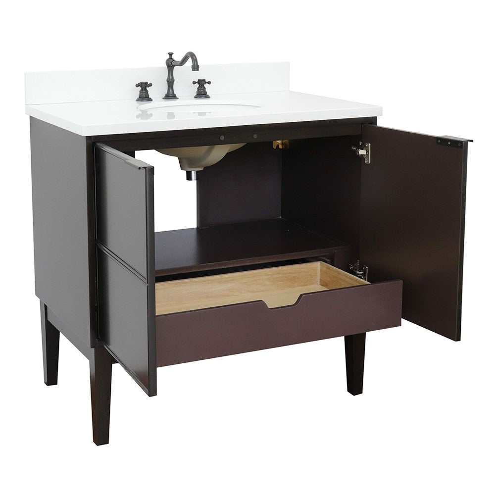 Bellaterra 37" Single Vanity Cappuccino Finish with Counter Top and Sink 400503-CP