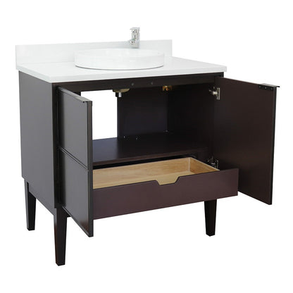 Bellaterra 37" Single Vanity Cappuccino Finish with Counter Top and Sink 400503-CP