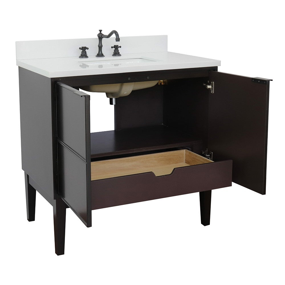 Bellaterra 37" Single Vanity Cappuccino Finish with Counter Top and Sink 400503-CP