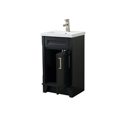 Dark Gray Terni 20 in. Single Sink Vanity with White Ceramic Sink Top, Brushed nickel Hardware Finish open