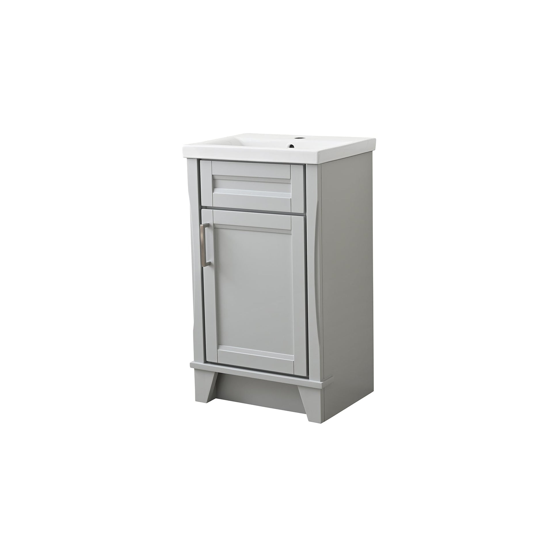 Light Gray Terni 20 in. Single Sink Vanity with White Ceramic Sink Top, Brushed nickel Hardware Finish