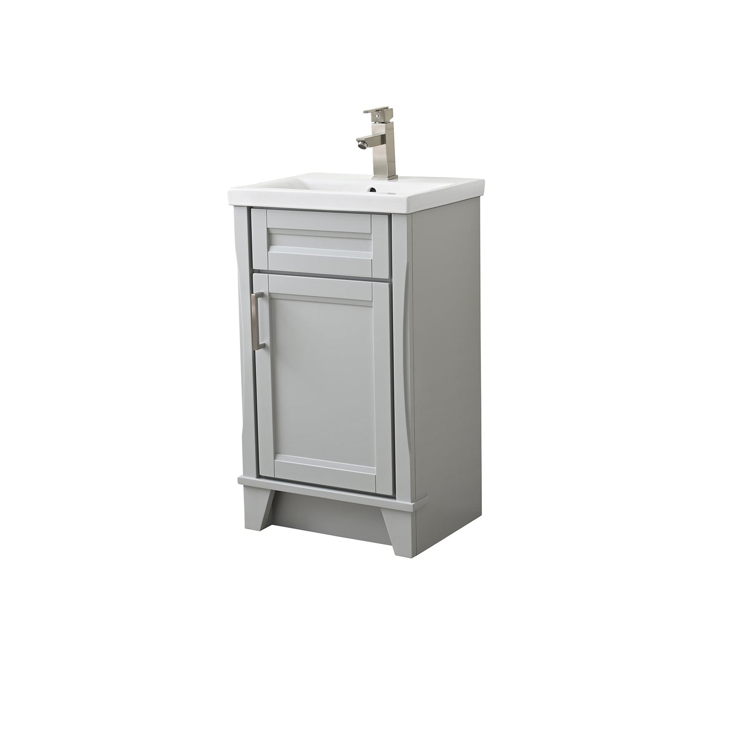 Light Gray Terni 20 in. Single Sink Vanity with White Ceramic Sink Top, Brushed nickel Hardware Finish