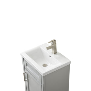 Light Gray Terni 20 in. Single Sink Vanity with White Ceramic Sink Top, Brushed nickel Hardware Finish