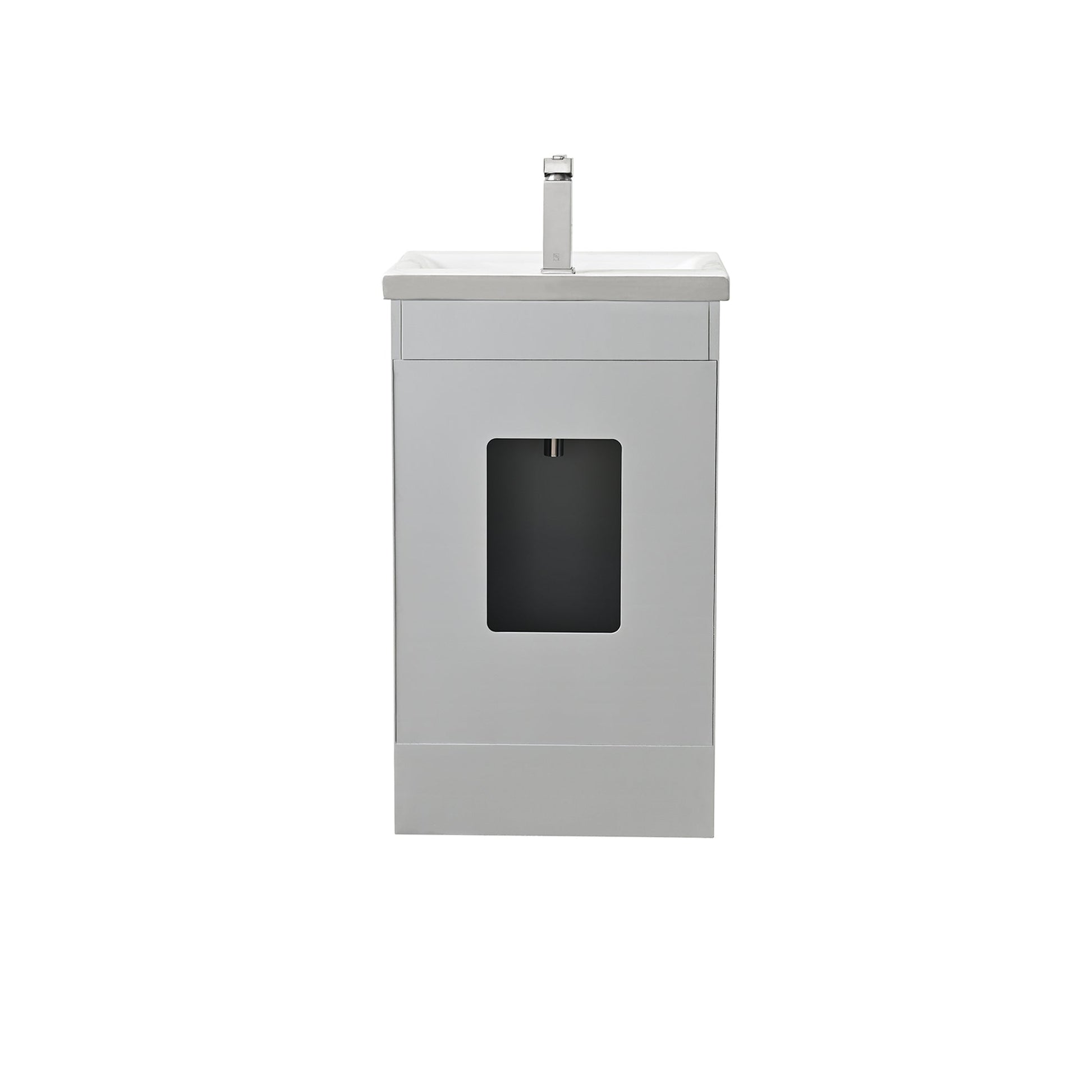 Light Gray Terni 20 in. Single Sink Vanity with White Ceramic Sink Top, Brushed nickel Hardware Finish back