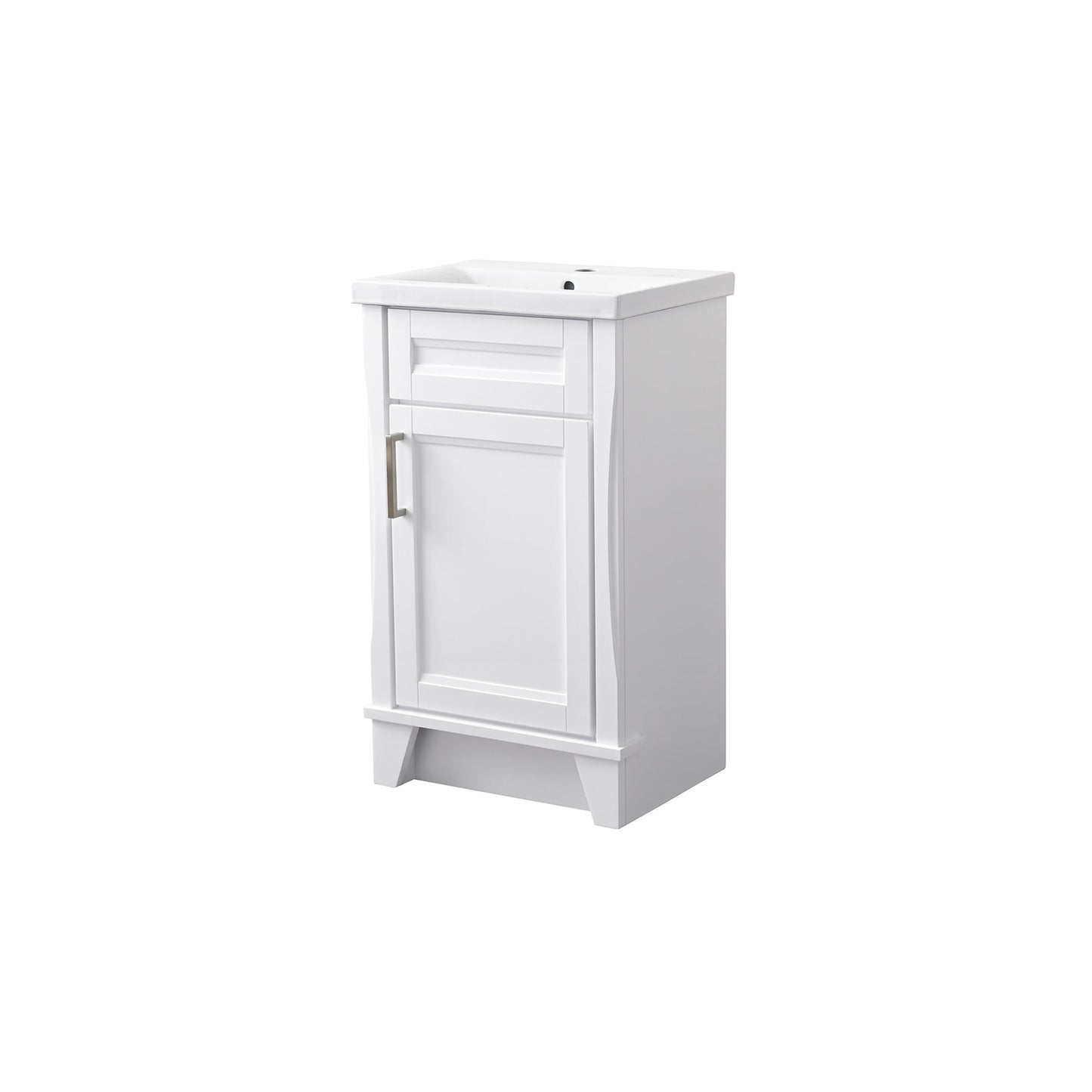 White Terni 20 in. Single Sink Vanity with White Ceramic Sink Top, Brushed nickel Hardware Finish