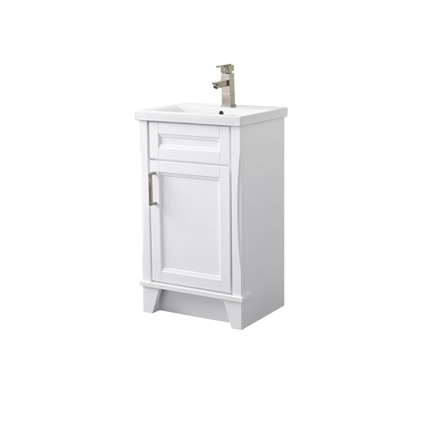 White Terni 20 in. Single Sink Vanity with White Ceramic Sink Top, Brushed nickel Hardware Finish