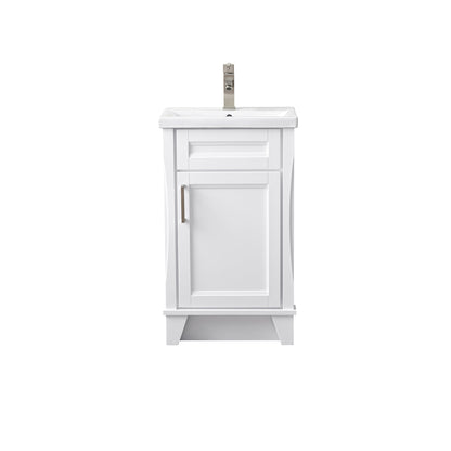 White Terni 20 in. Single Sink Vanity with White Ceramic Sink Top, Brushed nickel Hardware Finish