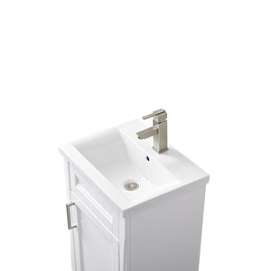 White Terni 20 in. Single Sink Vanity with White Ceramic Sink Top, Brushed nickel Hardware Finish