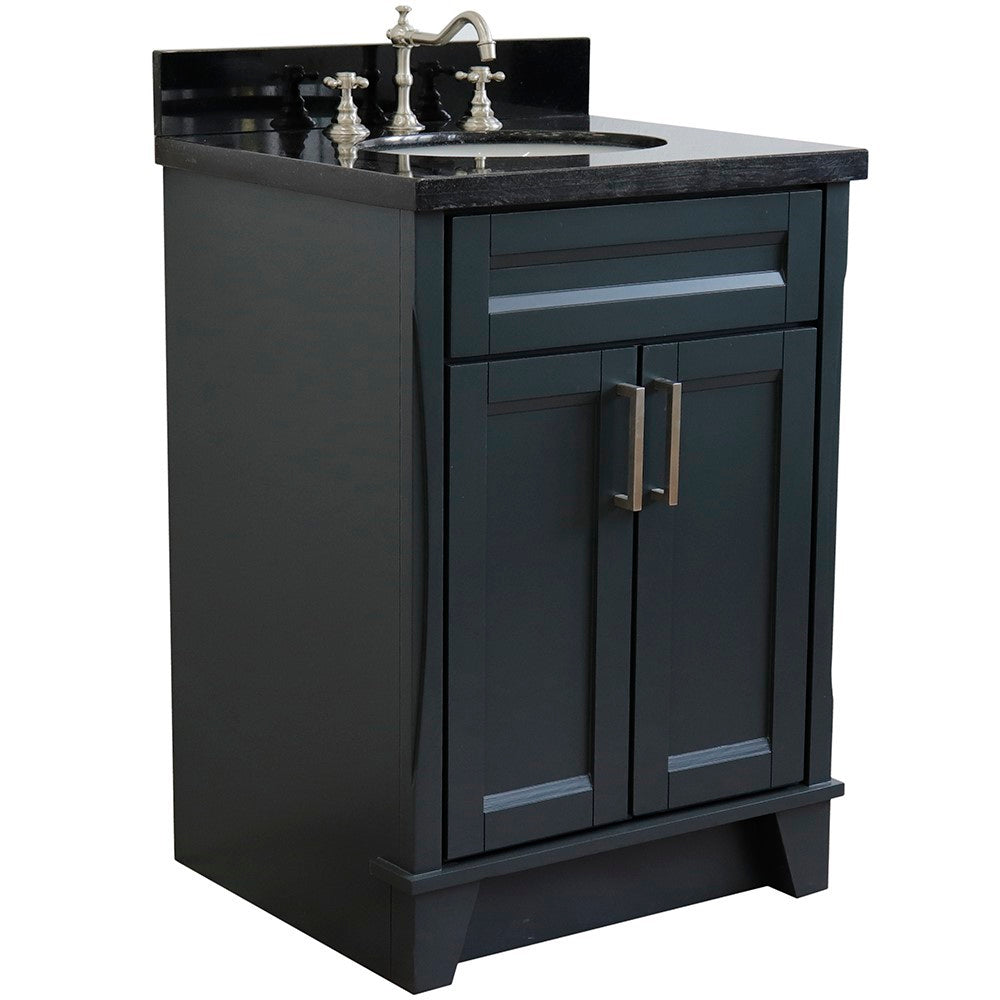 Bellaterra 25" Wood Single Vanity w/ Counter Top and Sink 400700-25-DG-BGO (Dark Gray)