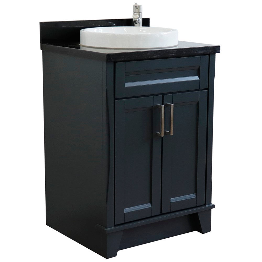 Bellaterra 25" Wood Single Vanity w/ Counter Top and Sink 400700-25-DG-BGRD (Dark Gray)