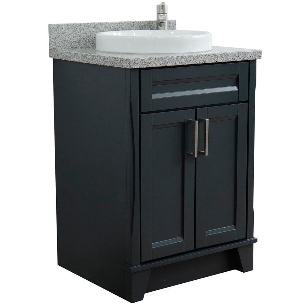 Bellaterra 25" Wood Single Vanity w/ Counter Top and Sink 400700-25-DG-GYRD (Dark Gray)