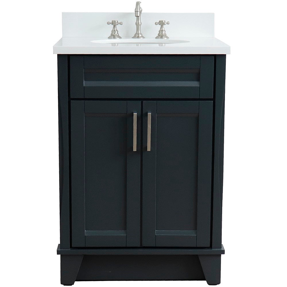 Bellaterra 25" Wood Single Vanity w/ Counter Top and Sink 400700-25-DG-WEO (Dark Gray)