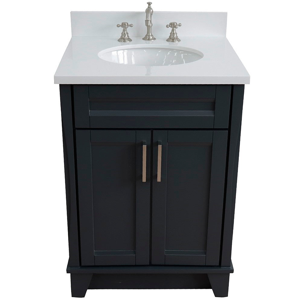 Bellaterra 25" Wood Single Vanity w/ Counter Top and Sink 400700-25-DG-WEO (Dark Gray)