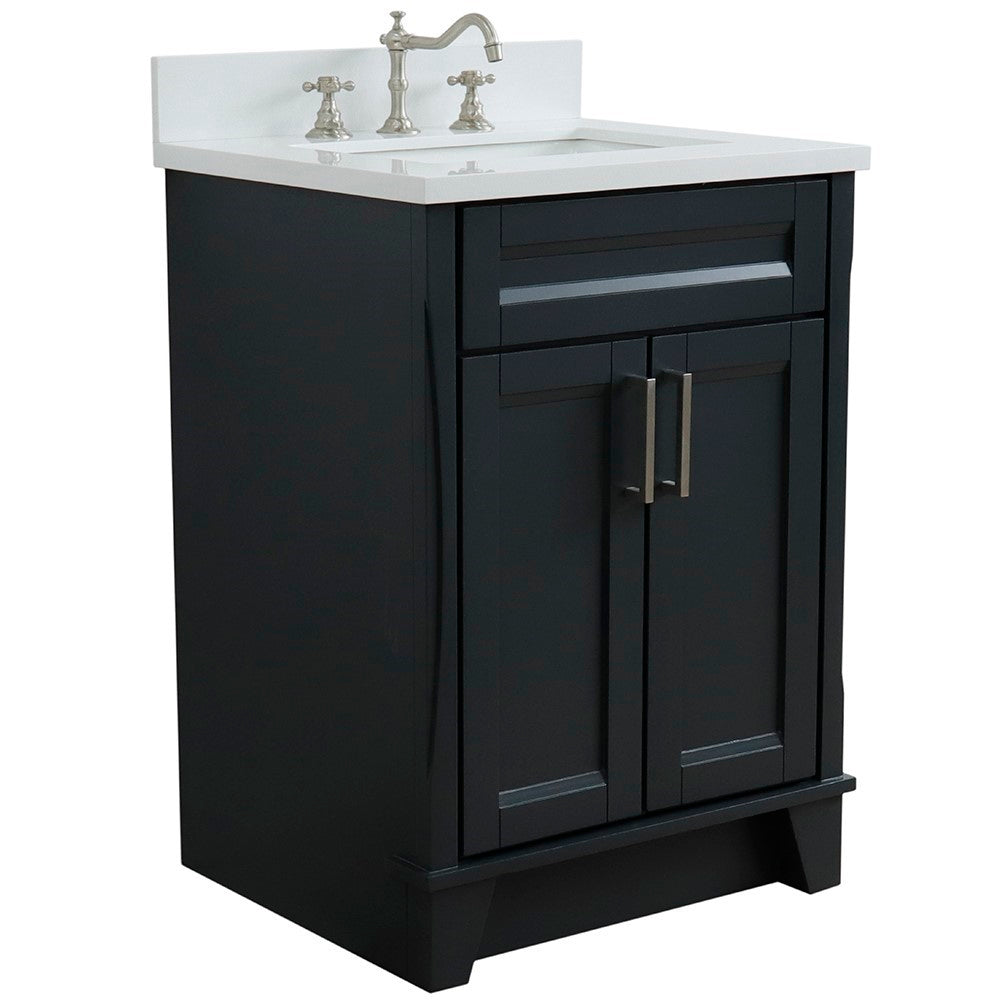 Bellaterra 25" Wood Single Vanity w/ Counter Top and Sink 400700-25-DG-WER (Dark Gray)