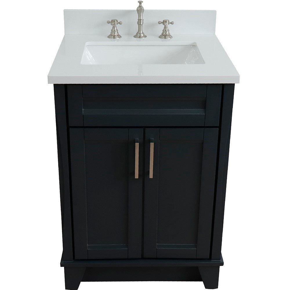 Bellaterra 25" Wood Single Vanity w/ Counter Top and Sink 400700-25-DG-WER (Dark Gray)