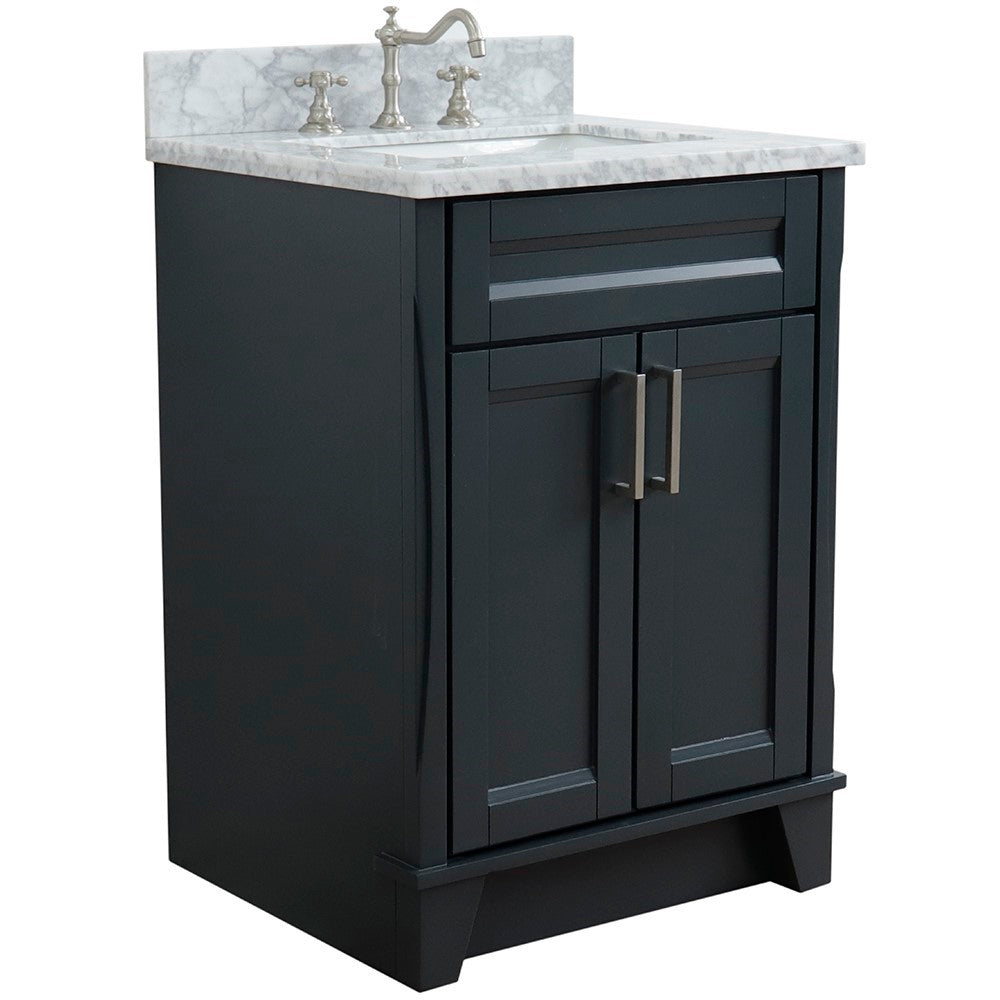 Bellaterra 25" Wood Single Vanity w/ Counter Top and Sink 400700-25-DG-WMR (Dark Gray)