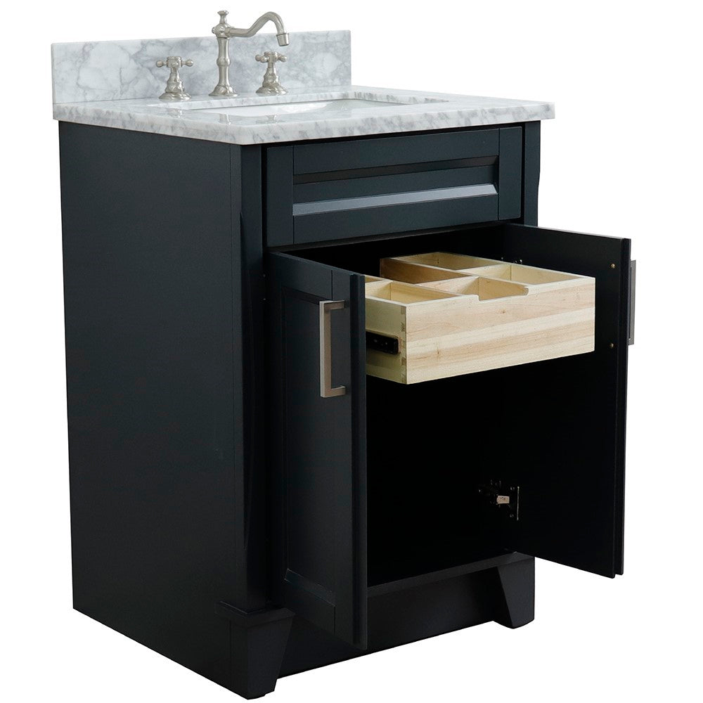 Bellaterra 25" Wood Single Vanity w/ Counter Top and Sink 400700-25-DG-WMR (Dark Gray)