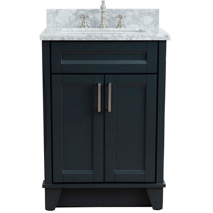 Bellaterra 25" Wood Single Vanity w/ Counter Top and Sink 400700-25-DG-WMR (Dark Gray)