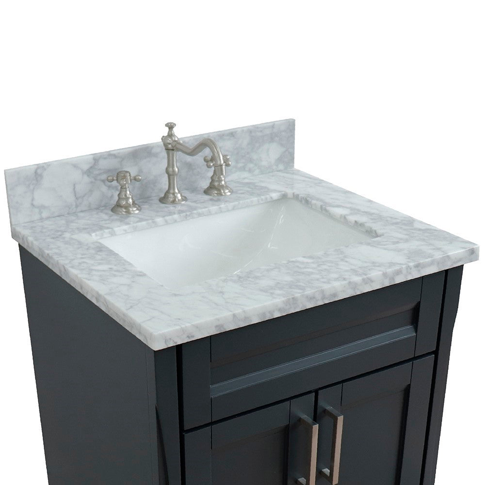 Bellaterra 25" Wood Single Vanity w/ Counter Top and Sink 400700-25-DG-WMR (Dark Gray)